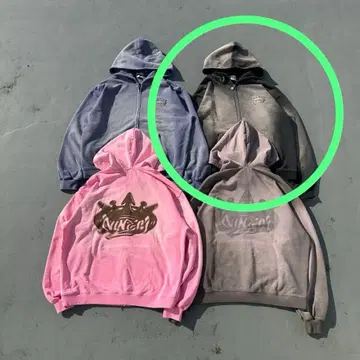 9090 Motion King Logo Pigment Zip Hoodie