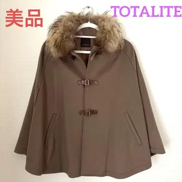 [새상품급] 카멜 러그 퍼 울 판초 케이프 코트 38