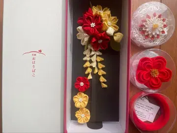 오하리바코 거의 새상품 꽃 장식 세트 순수 실크 카노코 덤 포함