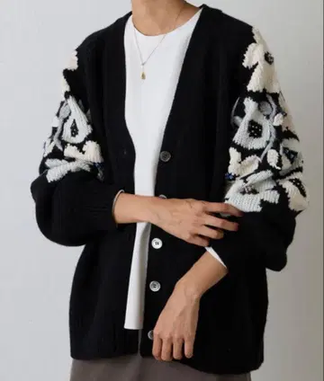 BEARDSLEY 꽃 자카드 니트 니트 가디건