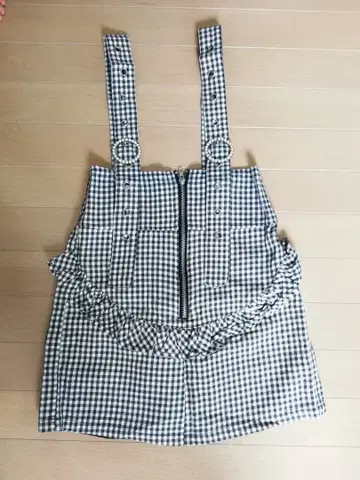 Swankiss 오버롤 스커트 PP sugar check S/K