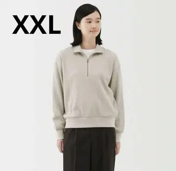 무인양품 와플 편직 하프 지퍼 풀오버 XXL 오트밀