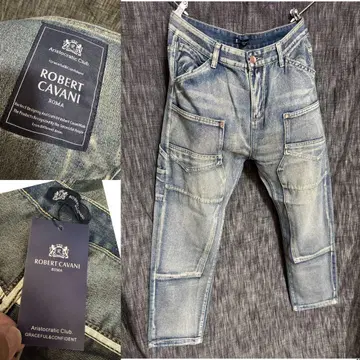 미사용 ROBERT CAVANI 불가리제 인디고 데님 청바지
