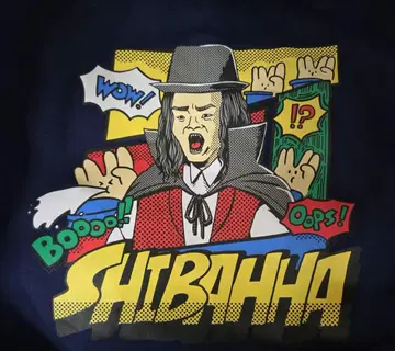 도카이 온에어 SHITBAHHA 코믹스 스타일 후드티 네이비