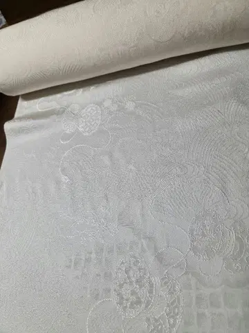 화이트 고급 기모노 옷감 순수 실크 타지마 직조 무늬 포함