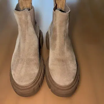 그레이 사이드 고어 부츠 통굽