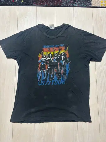 구제 의류 키스 KISS 양면 프린트 밴드 티셔츠 반팔티 남성용 L