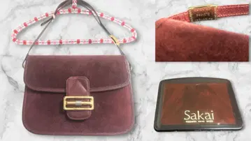 [ 미사용 새상품 ] Sakai 버건디 스웨이드 백 쇼와 레트로 빈티지