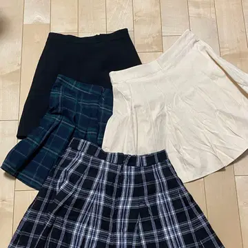 플리츠 스커트 세트 (블랙 체크 네이비 화이트)