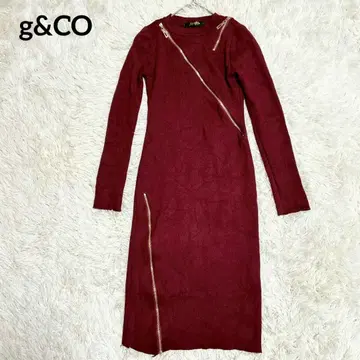 [ g&CO ] 지퍼 디자인 니트 롱 원피스(F) 세탁 가능 페미닌 레드