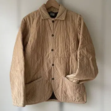 코듀로이 베이지 퀼팅 자켓