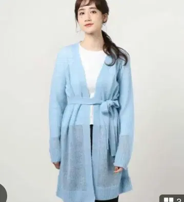 미사용 marimekko 스카이블루 롱 가디건 M 모헤어