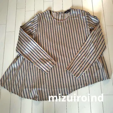 mizuiro ind 비대칭 스트라이프 긴팔 셔츠