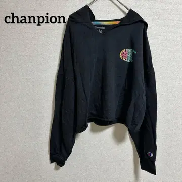 champion 챔피온 후드 부착 크롭 맨투맨 S 블랙 여성용