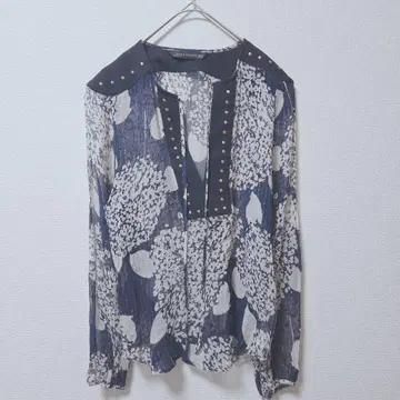 ZARA WOMAN 꽃무늬 쉬폰 셔츠 골드