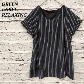 R5020 그린 라벨 릴랙싱 프렌치 슬리브 블라우스 스트라이프
