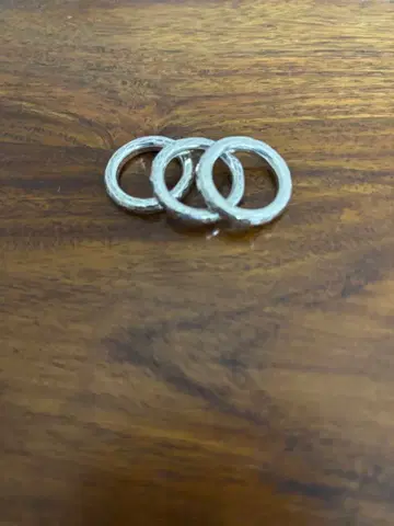 실버 망치 무늬 3단 반지