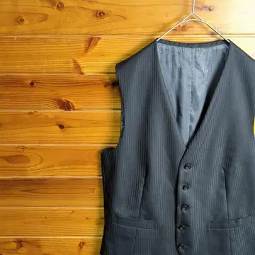 베스트 스트라이프 블랙 포멀 캐주얼 실루엣 결혼식 2차 모임 구제 의류