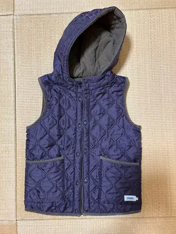 ARMEN 퍼플 퀼팅 다운 베스트 후드 부착