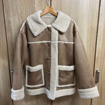 WEGO 브라운 양가죽풍 무스탕 코트 새상품급 size 프리