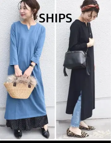 SHIPS 긴팔 롱 원피스 2색 세트