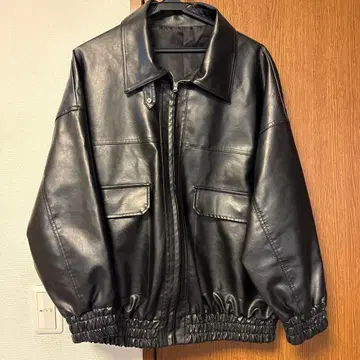 옷깃 2Way 오버 사이즈 가죽 블루종[ze863]