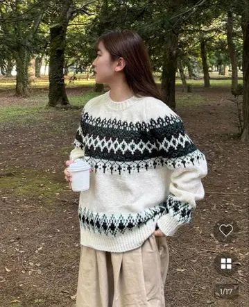 자카드 라운드 니트 nugu