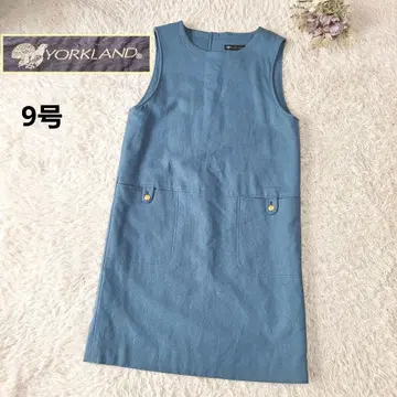 요크랜드 울 원피스 골드 버튼 9호 블루 계열