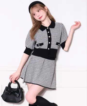 트위드 니트 스커트 LL Apresjour