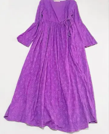 누키테파 네 킷테 파 원피스 코튼 가운 퍼플 보라색