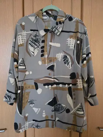 Leilian 추상 패턴 긴팔 셔츠 11호