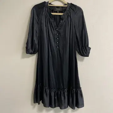 CROON A SONG 원피스 드레스 실크 블랙 5부 소매 38