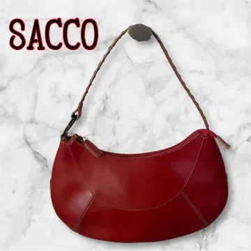 [ 새상품급 ] SACCO 빨간색 가죽 숄더백 하프문 고급