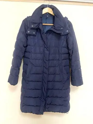 무인양품 네이비 후드 부착 롱 코트 S 사이즈