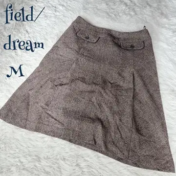 [필드 드림] 페이크 포켓 글렌체크 무릎 기장 사다리꼴 스커트 M