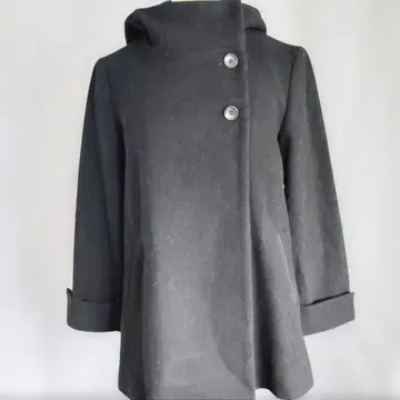 COMME CA ISM 블랙 후드 부착 코트 M