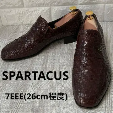 스파르타쿠스 뜨개질 가죽 로퍼 26cm 정도 다크 브라운