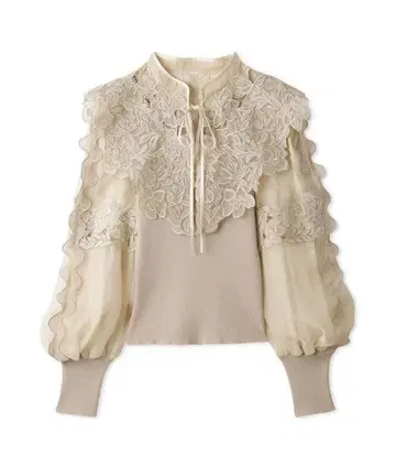 SNIDEL 레이스 칼라 니트 풀오버