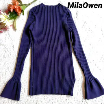 커프스 디자인 리브 니트 Mila Owen 미라 오웬 니트 네이비