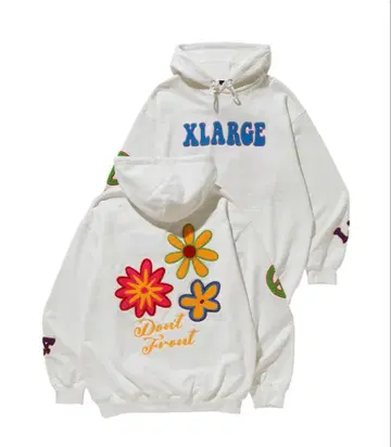 XLARGE 꽃무늬 자수 후드티 화이트