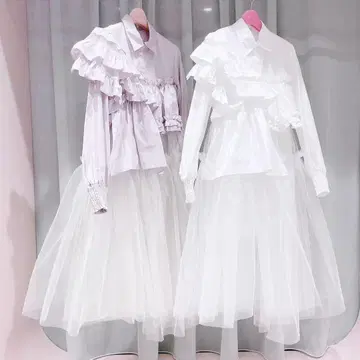 lilLilly 비대칭 튤 셔츠 드레스