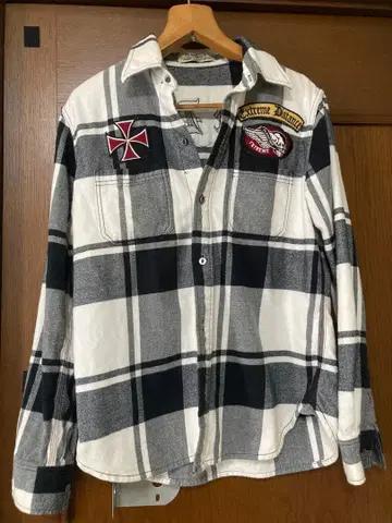 FLAGSTAFF 체크 무늬 바이커 셔츠 L