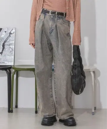 JEANASIS 지나시스 턱 데님 와이드 팬츠 S 사이즈