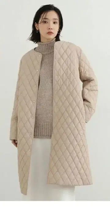 NATURAL BEAUTY BASIC 퀼팅 코트 베이지