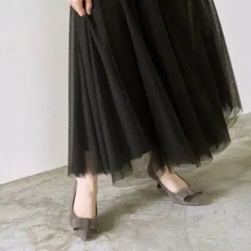 [ 미사용 ] 4.5cm 포인티드 플레이트 리본 펌프스