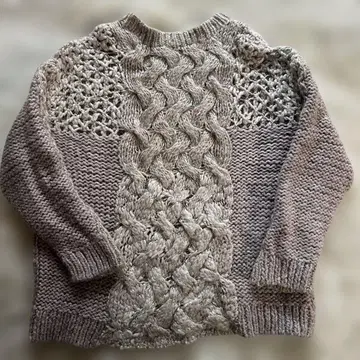 츠모리 치사토 믹스 트위드 케이블 니트 긴팔 스웨터