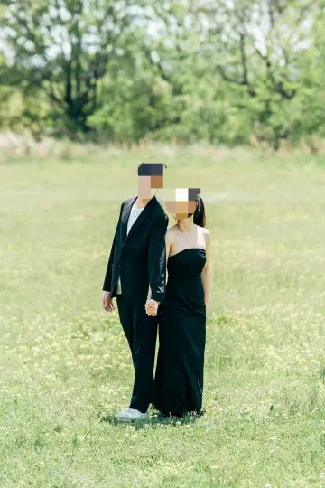 촬영용 드레스 머메이드 스트레이트 드레스 블랙 오프숄더 드레스