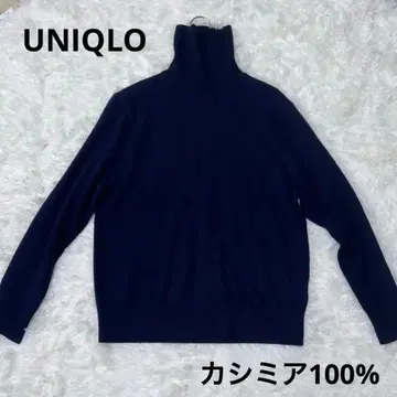 유니클로 캐시미어 100% 터틀넥 스웨터 네이비 L 여성용