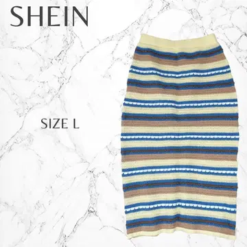 쉬인 빅 사이즈 컬러풀 팝 보더 타이트 스커트 L 고품질