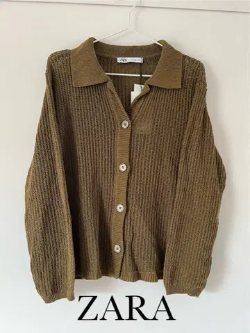 ZARA 시스루 니트 가디건 카라 부착 니트